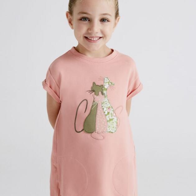 MAYORAL Šaty s mačkami ružové Dress with cats pink 3492 | Welcomebaby.sk