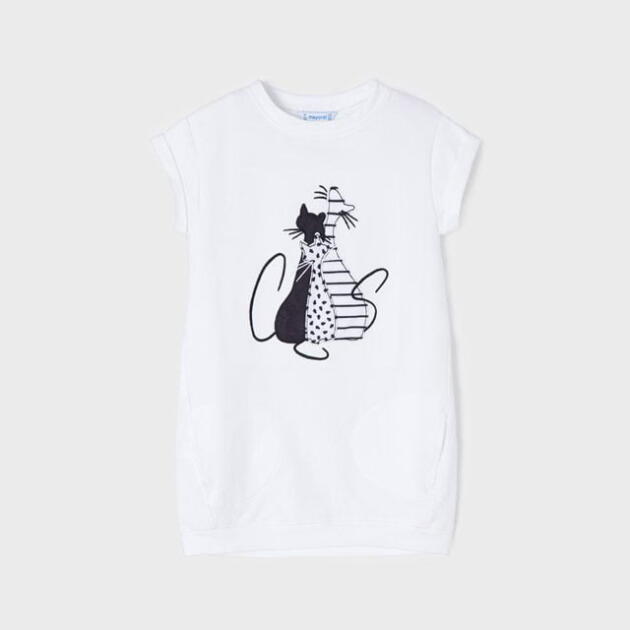 MAYORAL Šaty s mačkami biele Dress with cats white 3492 | Welcomebaby.sk