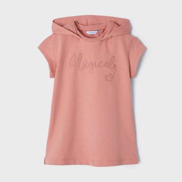 MAYORAL Šaty s kapucňou ružové a krátkym rukávom Dress pink 3946 | Welcomebaby.sk