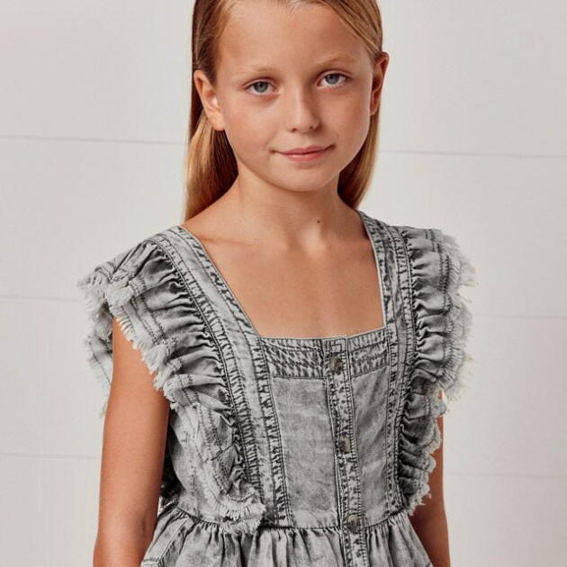 MAYORAL Rifľová blúzka čierna Ruffles blouse black 6124 | Welcomebaby.sk
