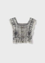 MAYORAL Rifľová blúzka čierna Ruffles blouse black 6124 | Welcomebaby.sk