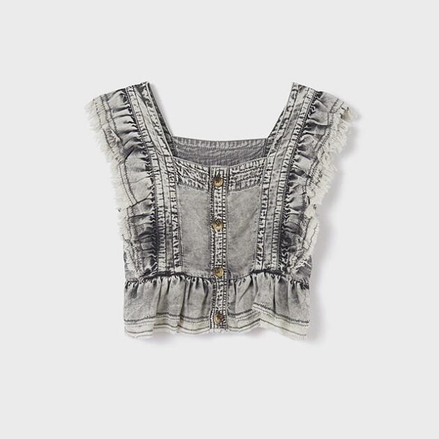 MAYORAL Rifľová blúzka čierna Ruffles blouse black 6124 | Welcomebaby.sk