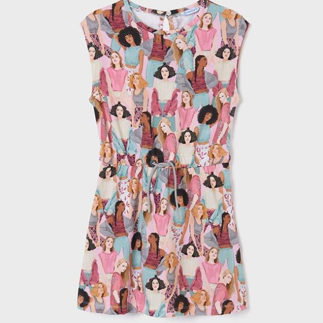 MAYORAL Šaty s dámami ružová Dress with womans pink 6983 | Welcomebaby.sk