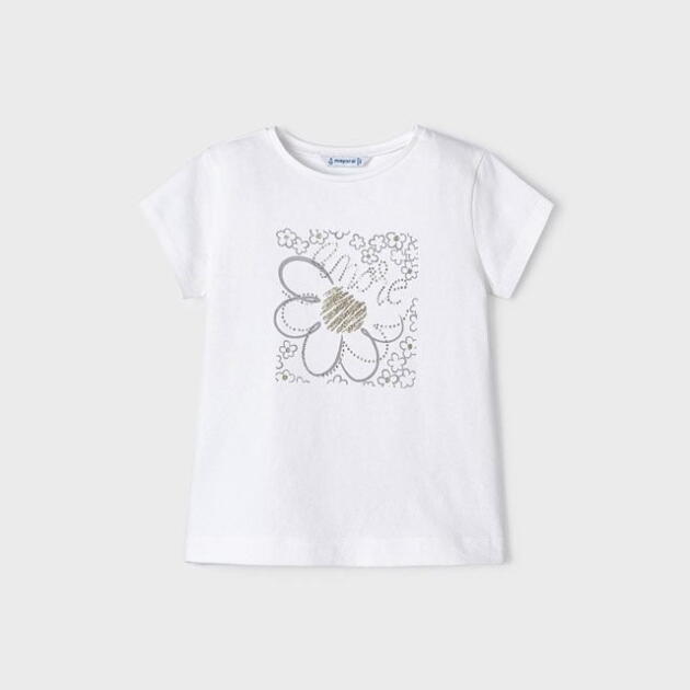 MAYORAL Tričko s kvetom biele Tshirt flower white 174 | Welcomebaby.sk