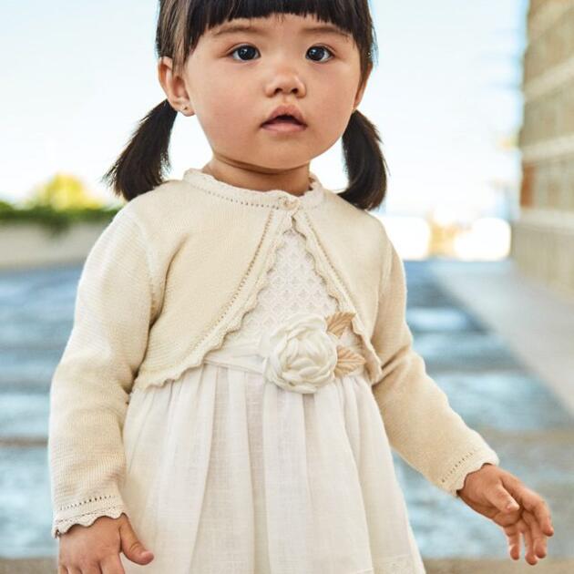 MAYORAL Bolerko so zvlneným dizajnom krémové Cardigan cream 306 | Welcomebaby.sk