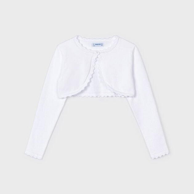 MAYORAL Bolerko s jemným vzorom biele Cardigan with a delicate pattern white 320 | Welcomebaby.sk