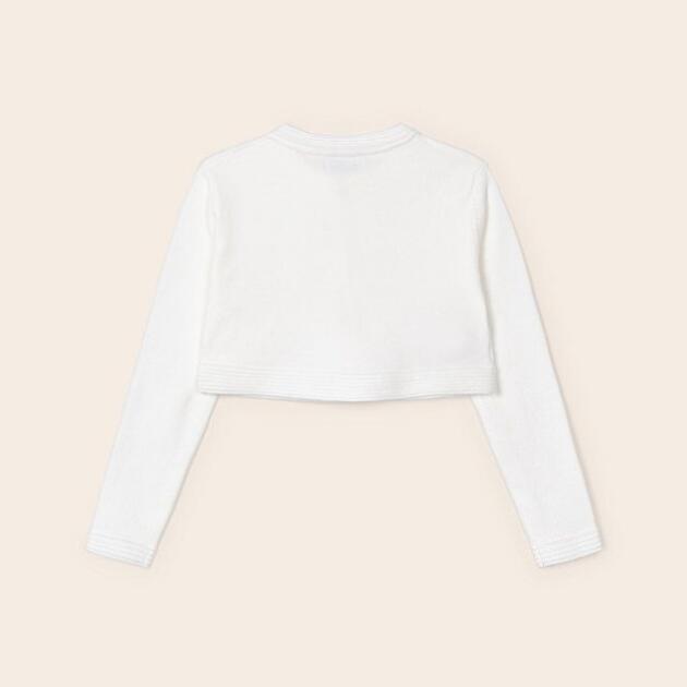 MAYORAL Bolerko biele s mašličkou Basic knitted cardigan white 321 | Welcomebaby.sk