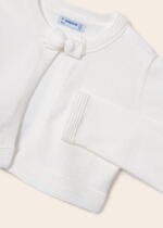 MAYORAL Bolerko biele s mašličkou Basic knitted cardigan white 321 | Welcomebaby.sk