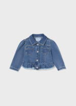 MAYORAL Rifľová bunda dievčenská s volánom modrá Jacket girls blue 1408 | Welcomebaby.sk
