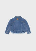 MAYORAL Rifľová bunda dievčenská s volánom modrá Jacket girls blue 1408 | Welcomebaby.sk