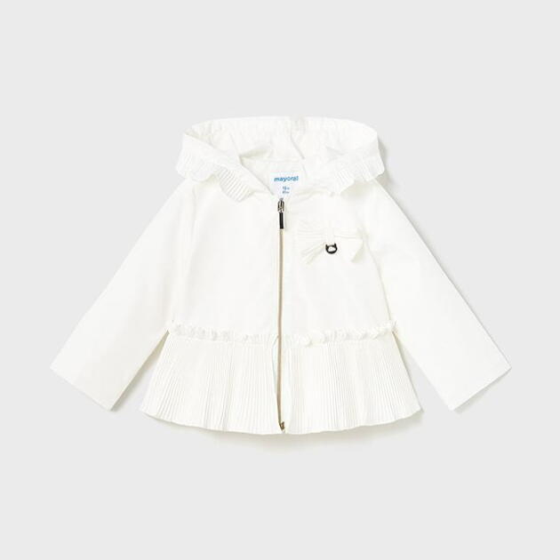 MAYORAL Vetrovka dievčenská s kapucňou biela Windbreaker girls white 1412 | Welcomebaby.sk