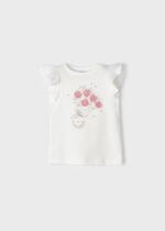 MAYORAL tričko s volánikmi a ružovými kvetinkami Tshirt with ruffle with pink flowers 3054 | Welcomebaby.sk