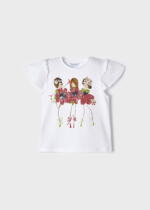 MAYORAL Tričko so vzorom a volánikmi biele Tshirt with a pattern and ruffles white 3055 | Welcomebaby.sk