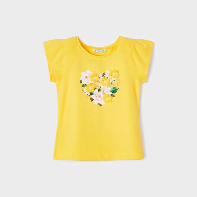 MAYORAL Tričko s 3D kvetmi žlté Tshirt with 3D flowers yellow 3071 | Welcomebaby.sk