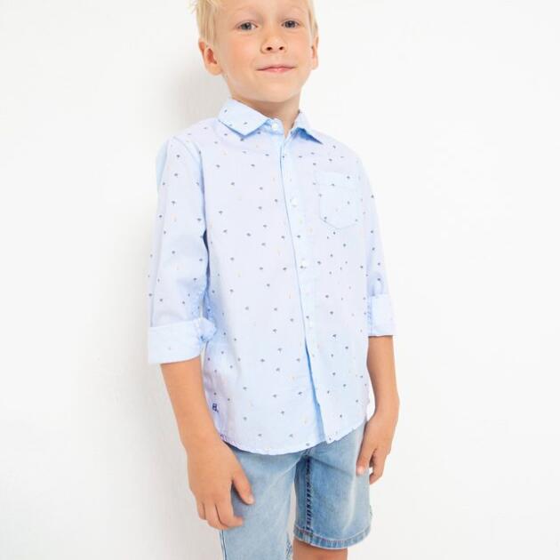 MAYORAL Košeľa bledomodrá so vzormi Shirt with patterns light blue 3171 | Welcomebaby.sk