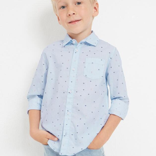 MAYORAL Košeľa bledomodrá so vzormi Shirt with patterns light blue 3171 | Welcomebaby.sk
