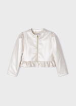 MAYORAL Koženková bunda s volánikom béžová Leatherette jacket beige 3437 | Welcomebaby.sk