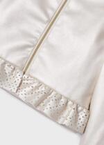 MAYORAL Koženková bunda s volánikom béžová Leatherette jacket beige 3437 | Welcomebaby.sk