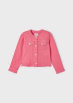 MAYORAL Rifľová bunda bez goliera ružová Denim jacket without collar pink 3439 | Welcomebaby.sk
