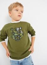 MAYORAL Mikina bez kapucne s tigrom olivová Jumper with tiger olive 3448 | Welcomebaby.sk