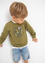 MAYORAL Mikina bez kapucne s tigrom olivová Jumper with tiger olive 3448 | Welcomebaby.sk