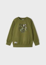 MAYORAL Mikina bez kapucne s tigrom olivová Jumper with tiger olive 3448 | Welcomebaby.sk