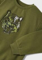 MAYORAL Mikina bez kapucne s tigrom olivová Jumper with tiger olive 3448 | Welcomebaby.sk