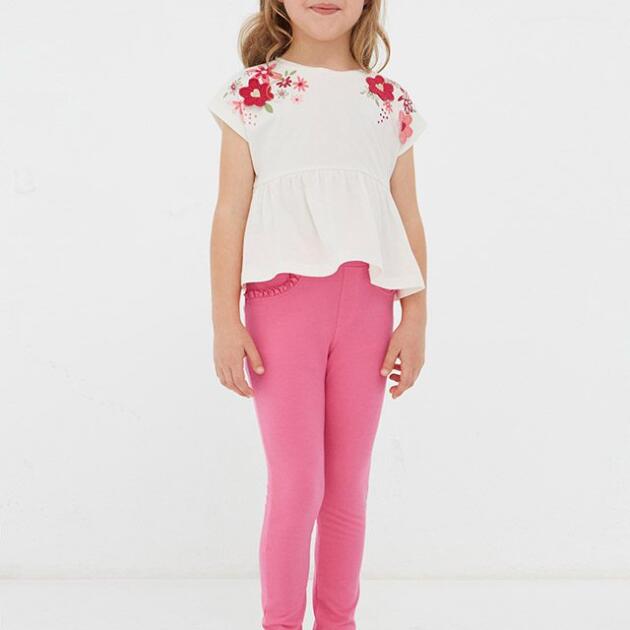 MAYORAL Legínové nohavice s volánikmi ružové Leggings with frills pink 3504 | Welcomebaby.sk