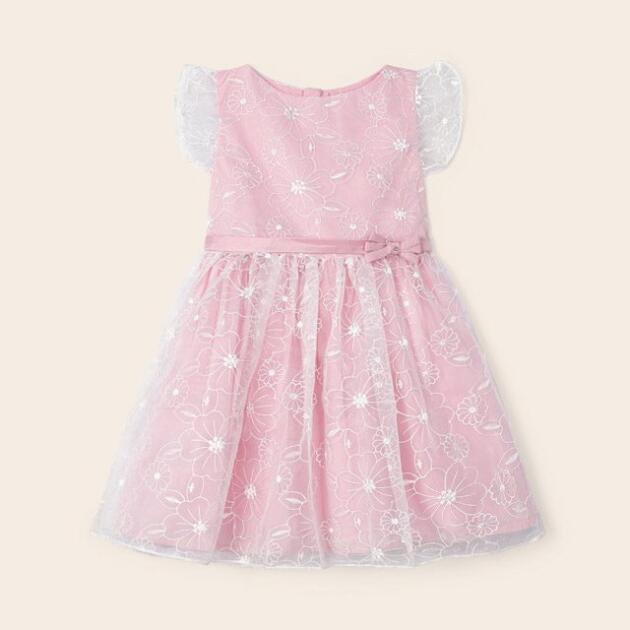 MAYORAL Vyšívané šaty ružové Embroidered dress pink 3911 | Welcomebaby.sk