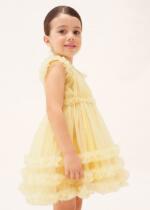 MAYORAL Tylové šaty s volánikmi žlté Tulle dress with ruffles yellow 3918 | Welcomebaby.sk