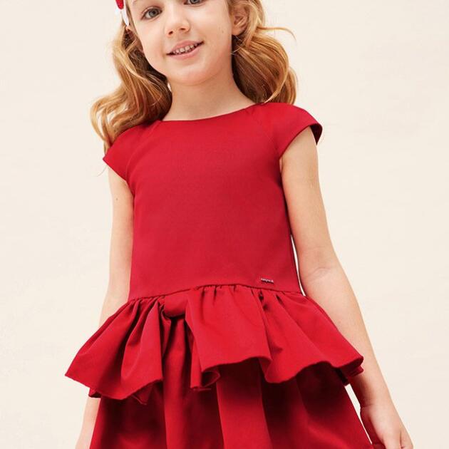 MAYORAL Volánové šaty červené Ruffle dress red 3920 | Welcomebaby.sk