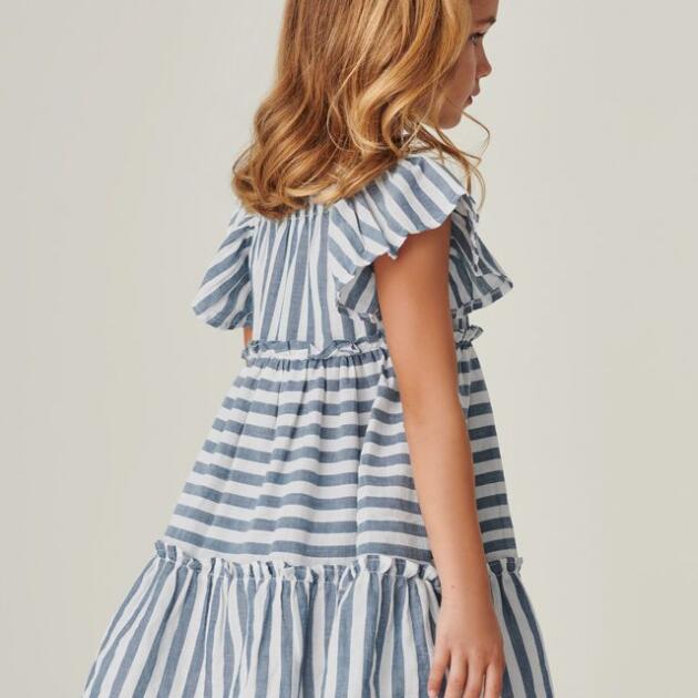 MAYORAL Pruhované šaty bledomodré Striped dress light blue 3928 | Welcomebaby.sk