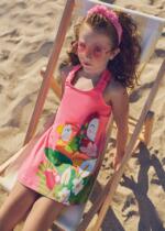 MAYORAL Plážové šaty vtáky ružové Beach dress with birds pink 3944 | Welcomebaby.sk