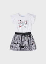 MAYORAL Set sukňa a tričko s potlačou biele Set skirt and Tshirt with print white 3949 | Welcomebaby.sk
