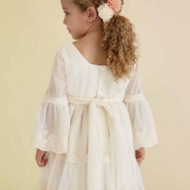 ABEL & LULA Vyšívané sviatočné šaty krémové Tulle Embroidered Dress nude 5036 | Welcomebaby.sk