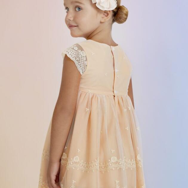 ABEL & LULA Šaty s vyšívanými vzormi broskyňové Dress with embroidered patterns peach 5038 | Welcomebaby.sk