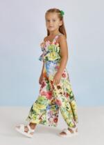 ABEL & LULA Overal kvetovaný s volánom zelený Jumpsuit flowers with ruffle green 5238 | Welcomebaby.sk