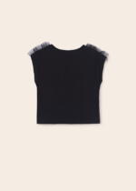MAYORAL Tričko s krátkym rukávom s tylom a vzorom čierne Short sleeves Tshirt black 6043 | Welcomebaby.sk