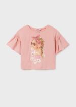 MAYORAL Tričko s volánmi a vzorom dámy ružové Tshirt with ruffles pink 6051 | Welcomebaby.sk