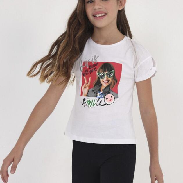 MAYORAL Tričko s farebným vzorom dámy biele Tshirt with a colored pattern lady white 6052 | Welcomebaby.sk