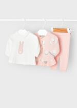 MAYORAL Pletené nohavice s tričkom a svetríkom ružový pre bábätká Knitted set for baby girl pink 2703 | Welcomebaby.sk