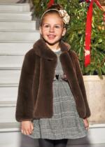 MAYORAL Kožušinový kabát tmavohnedý Fur coat dark brown 4483 | Welcomebaby.sk