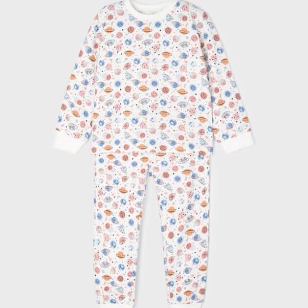 MAYORAL Pyžamo s potlačou planét biele Sleepsuit 4758 | Welcomebaby.sk
