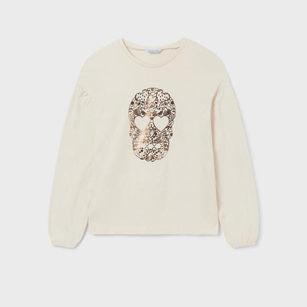 MAYORAL Tričko s dlhým rukávom a lebkou krémové Tshirt with long sleeves and brainpan cream 7026 | Welcomebaby.sk