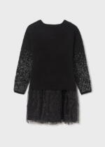 MAYORAL Kombinované trblietavé šaty čierne Combined glitter dress black 7936 | Welcomebaby.sk