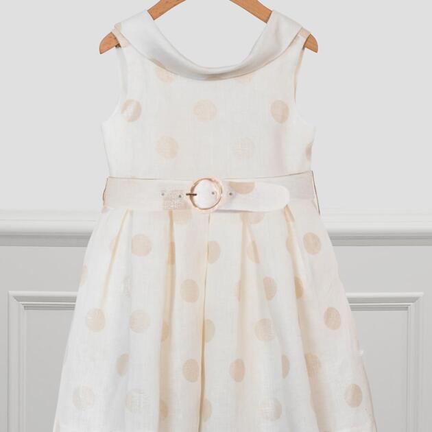 ABEL & LULA Bodkované šaty s lodičkovým výstrihom krémové Dots Dress cream 5028 | Welcomebaby.sk