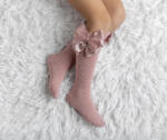 MEIA PATA Podkolienky dry pink s dvojitou satén a tylovou mašľou Kneesocks organza and satin bow 1124M | Welcomebaby.sk