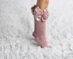 MEIA PATA Podkolienky dry pink s dvojitou satén a tylovou mašľou Kneesocks organza and satin bow 1124M | Welcomebaby.sk