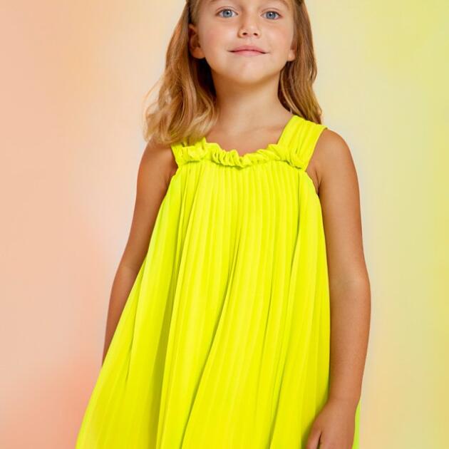ABEL & LULA Šaty lima s volánikmi svietivé zelené Dress with ruffles 5055 | Welcomebaby.sk