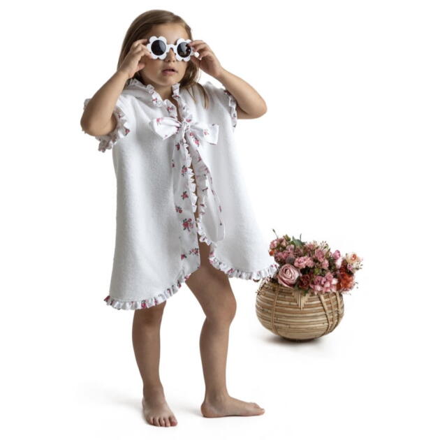 MEIA PATA Plážový uterák biely kvety Beach Cover up white flowers MP023SS23 | Welcomebaby.sk